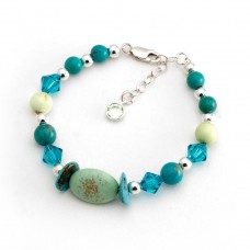 213  turquoise, argent sterling, swarovski