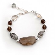 214  quartz fumé, argent sterling, swarovski