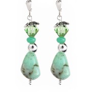 220  ,chrysoprase, swarovski, argent sterling