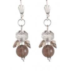 226  quartz fumé, swarovski, argent sterling